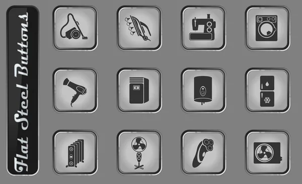 Home Applications Vektor Web Icons Auf Den Flachen Stahlknöpfen — Stockvektor