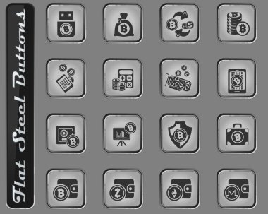 Cryptocurrency ve madencilik Icon set