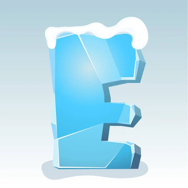 Ice Letter Met Sneeuw Top Vector Lettertype — Stockvector