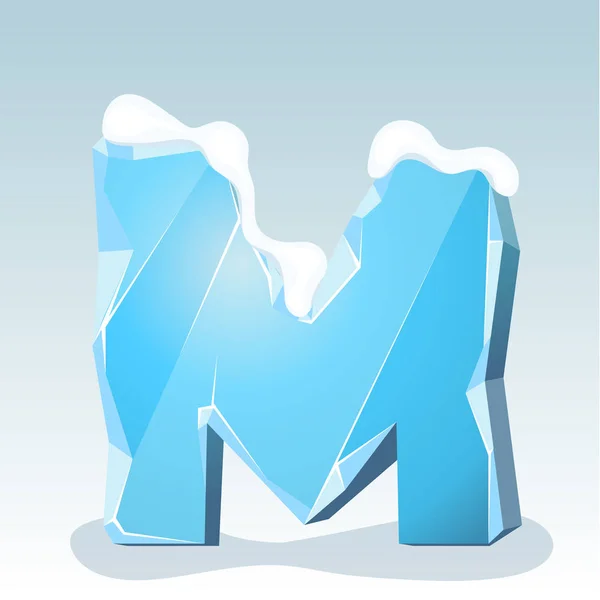 Ice Letter Met Sneeuw Top Vector Lettertype — Stockvector