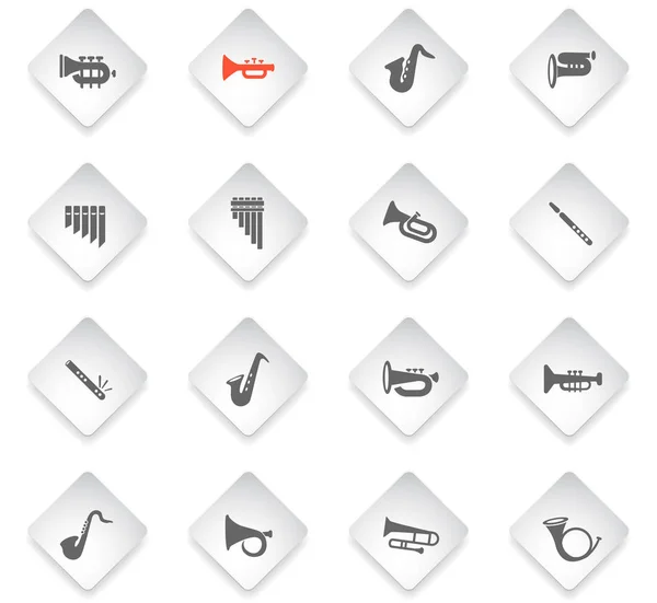 Instrumentos de viento icono conjunto — Vector de stock