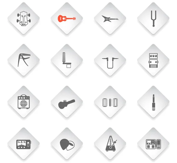 Gitaar en accessoires pictogramserie — Stockvector