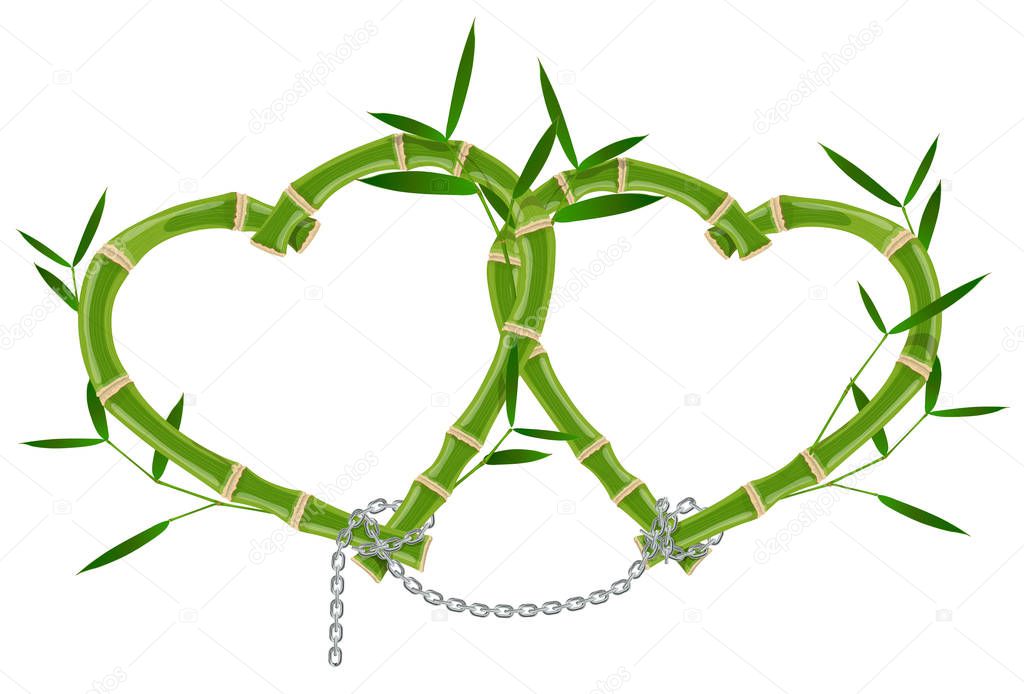 double bamboo frame linked by a chain