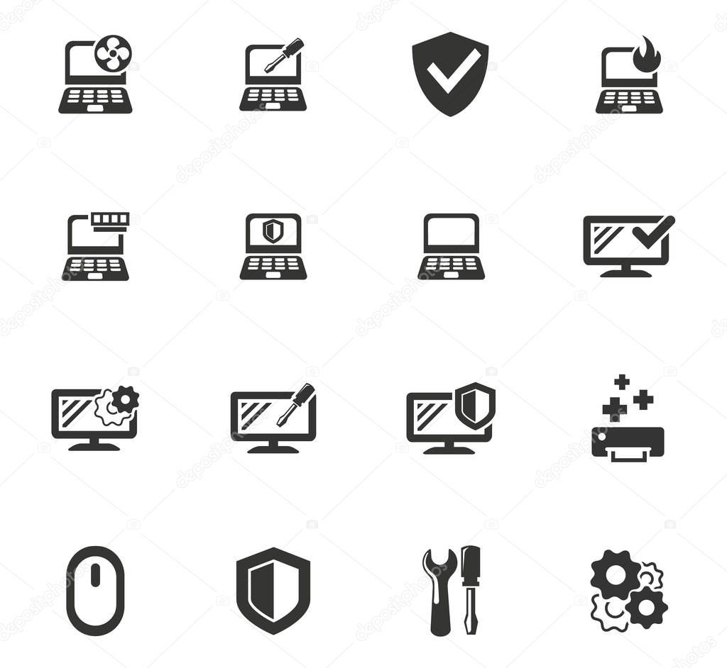 Repyer Diagnostics of computers icons set