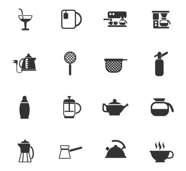 mutfak eşyaları için içecekler Icon set
