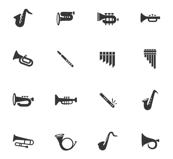 Wind instruments icon set — Stock Vector