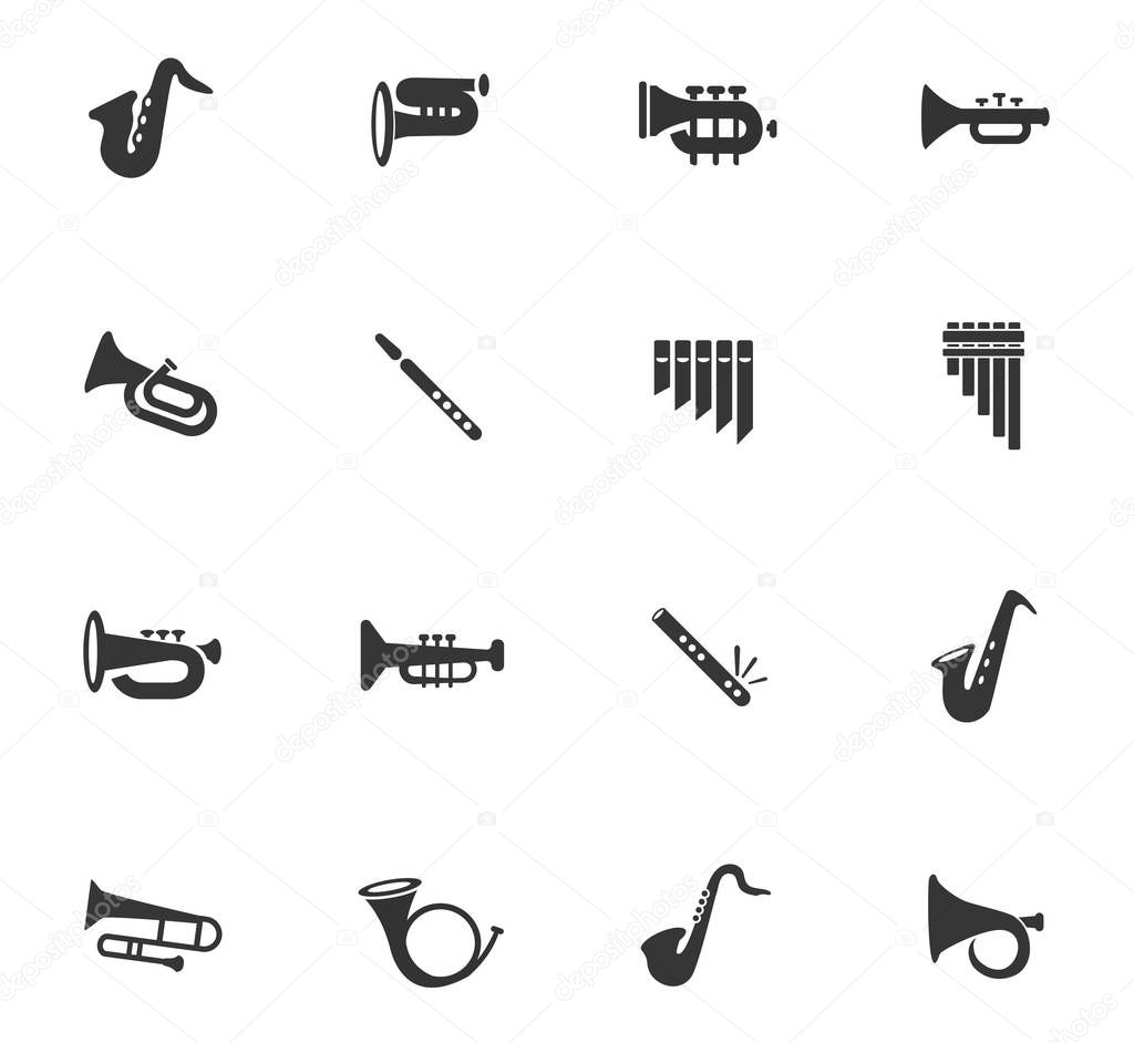 wind instruments icon set