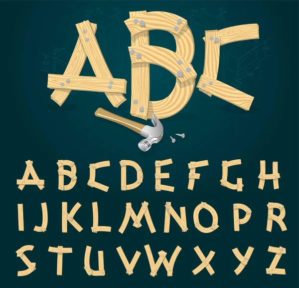 Γραμματοσειρά από ξύλινες σανίδες — Διανυσματικό Αρχείο