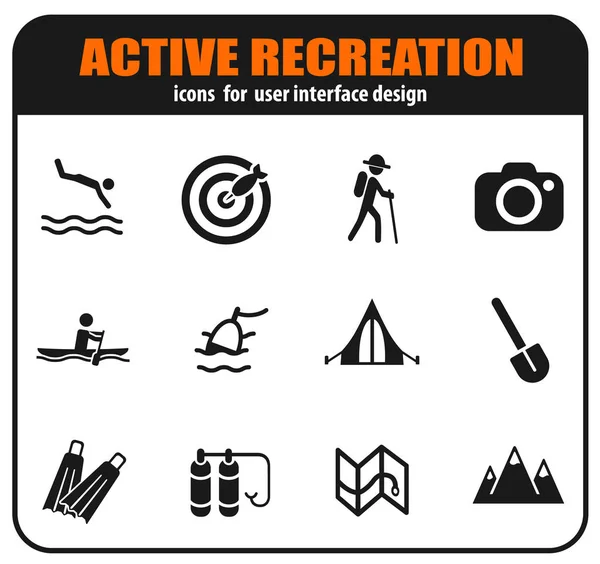 Active recreation and camping icon set
