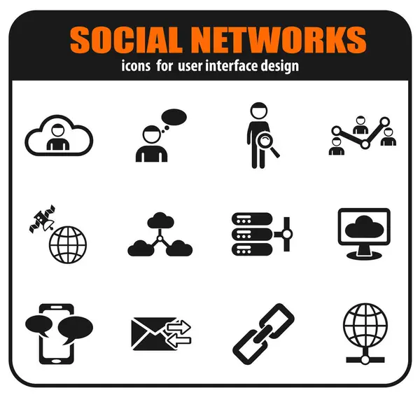 Social Network Icon Set User Interface Design — Stock Vector