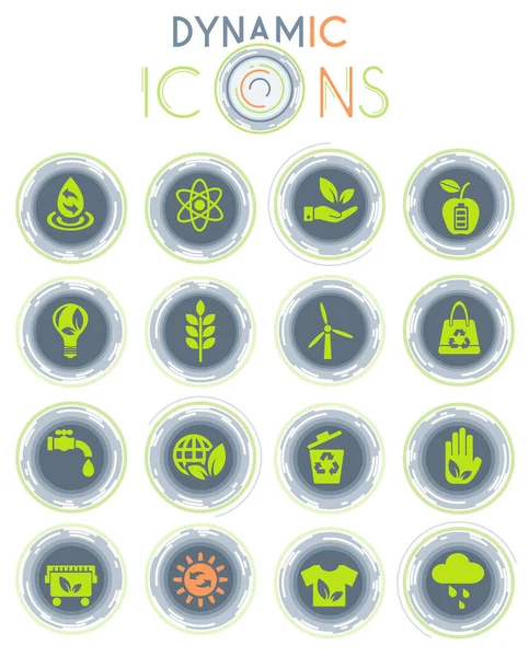 Iconos Web Energía Alternativa Con Líneas Dinámicas Animación Para Diseño Vectores de stock libres de derechos