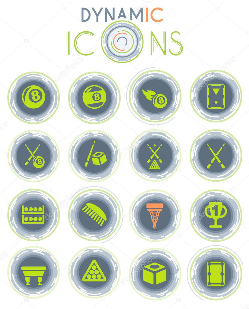Billiards web icons for user interface design