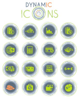 Beyaz arkaplanda ağ ve kullanıcı arayüzü tasarımı için animasyon çizgileri olan döviz değişim vektör simgeleri