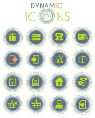 Web ve kullanıcı arayüzü tasarımı için animasyon için dinamik çizgileri olan beyaz arkaplan üzerindeki e-ticaret arayüz vektör simgeleri