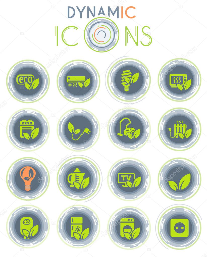 eco web icons on white background with dynamic lines for animation for user interface design