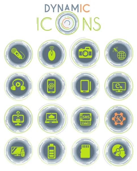 Iconos Vectoriales Alta Tecnología Sobre Fondo Blanco Con Líneas Dinámicas — Vector de stock