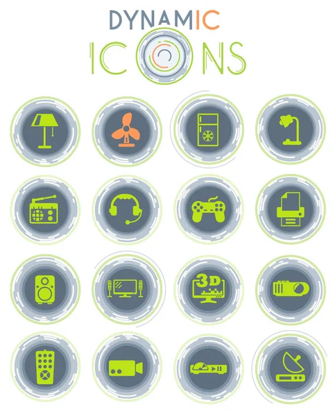 Electrodomésticos Iconos Vectoriales Sobre Fondo Blanco Con Líneas Dinámicas Para — Vector de stock