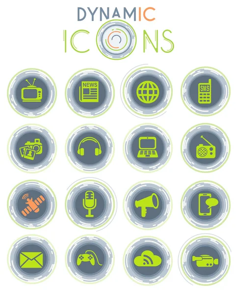 Iconos Medios Iconos Vectoriales Sobre Fondo Blanco Con Líneas Dinámicas Ilustración de stock