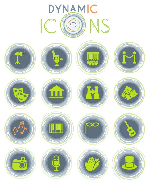 Iconos Vectoriales Teatro Sobre Fondo Blanco Con Líneas Dinámicas Para — Vector de stock