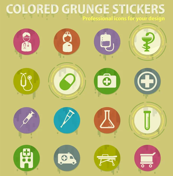 Iconos Grunge Color Médico Con Pegamento Para Sudores Para Aplicaciones Ilustraciones de stock libres de derechos