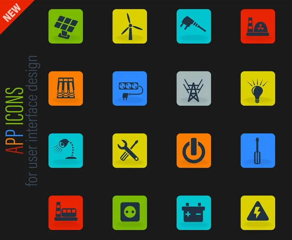 Iconos Web Electricidad Para Diseño Interfaz Usuario Vectores de stock libres de derechos