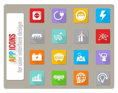 Biyolojik yakıt simgeleri düz dizaynlı ve uzun gölgeli.