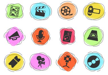 Film endüstrisi basitçe ağ ve kullanıcı arayüzü sembolleri