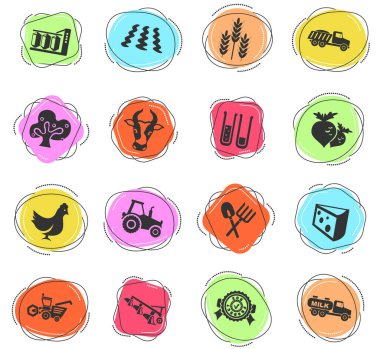 Web ve kullanıcı arayüzü için tarımsal renk vektör simgeleri