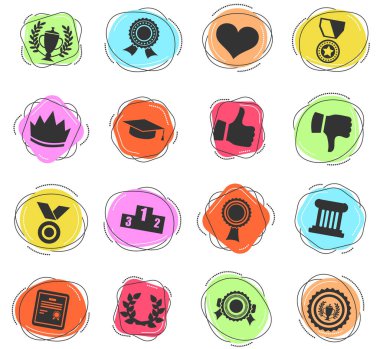 Beyaz arkaplan vektör illüstrasyonunda ödül ve ödül simgesi simgesi