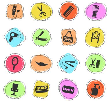 kullanıcı arayüzü tasarımı için berber dükkanı web simgeleri