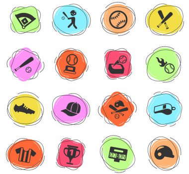 Web ve kullanıcı arayüzü tasarımı için beysbol vektör simgeleri