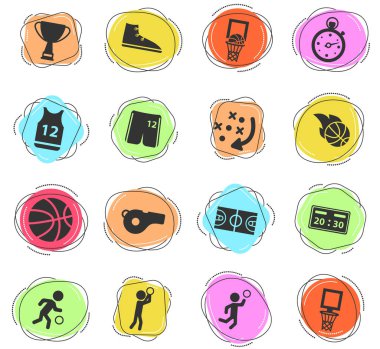 Web ve kullanıcı arayüzü için basketbol renk vektör simgeleri