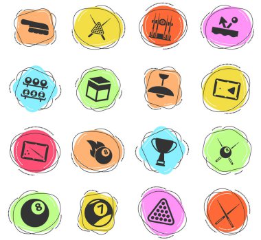Web ve kullanıcı arayüzü için bilardo renk vektör simgeleri