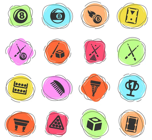 Billard Web Icons Für Das Design Der Benutzeroberfläche — Stockvektor