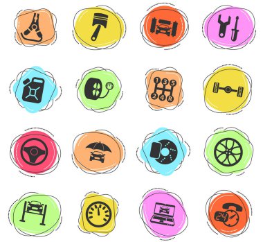 Web ve kullanıcı arayüzü tasarımı için araba servis vektör simgeleri