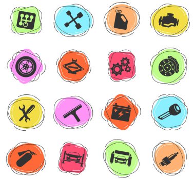 Web ve kullanıcı arayüzü için otomatik servis renk vektör simgeleri