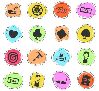 Web ve kullanıcı arayüzü için kumarhane renk vektör simgeleri