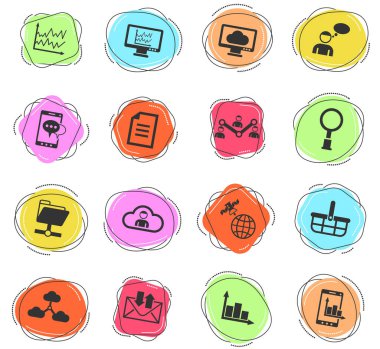 Web ve kullanıcı arayüzü tasarımı için sosyal ağ vektör simgeleri