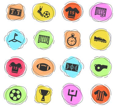 Web ve kullanıcı arayüzü için futbol renk vektör simgeleri