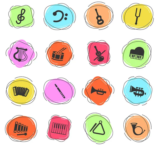 Iconos Web Instrumentos Clásicos Para Diseño Interfaz Usuario — Vector de stock