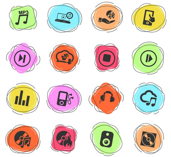 Digitale Musik Web Symbole Für Das Design Der Benutzeroberfläche — Stockvektor