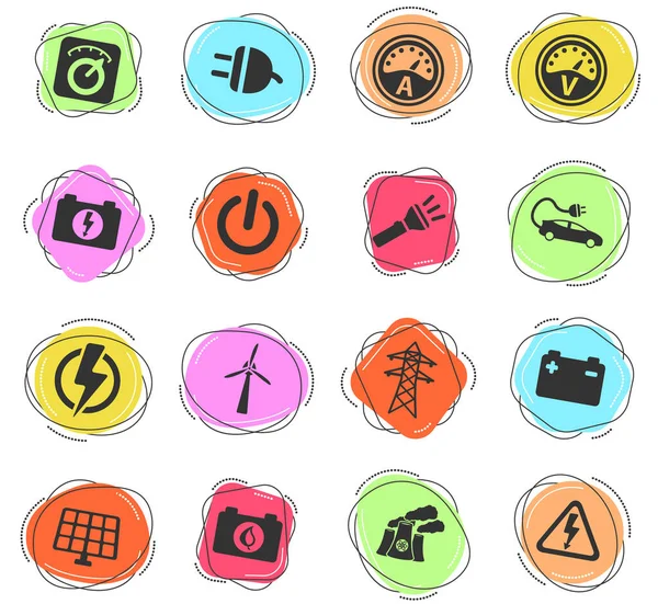 Icone Vettoriali Colore Dell Elettricità Interfaccia Web Utente — Vettoriale Stock