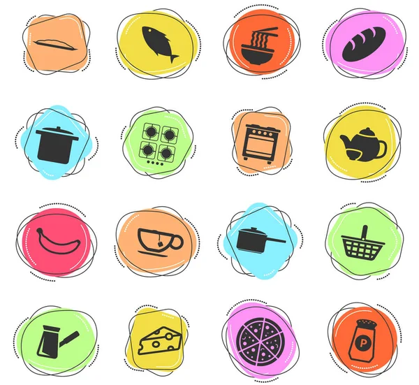 Alimentos Cocina Iconos Vectoriales Color Para Web Interfaz Usuario — Vector de stock