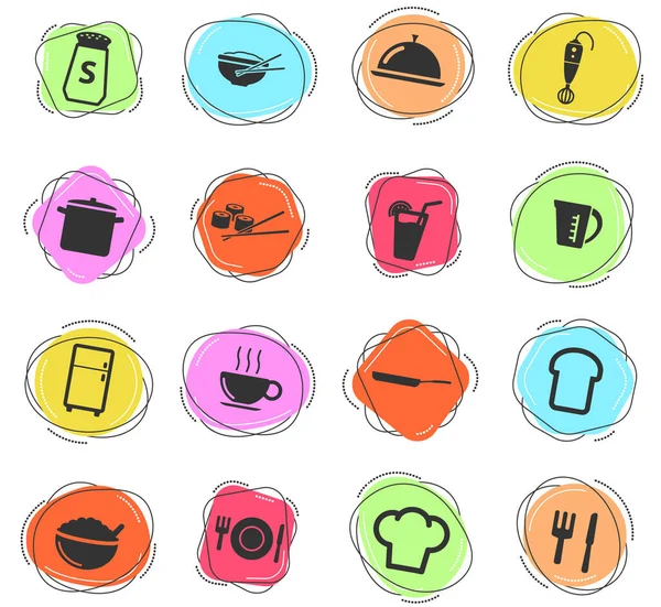 Food Kitchen Color Vector Icons Web User Interface — Stock Vector