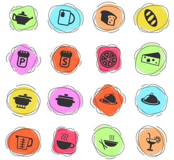 Lebensmittel Und Küchenvektorsymbole Für Web Und User Interface Design — Stockvektor