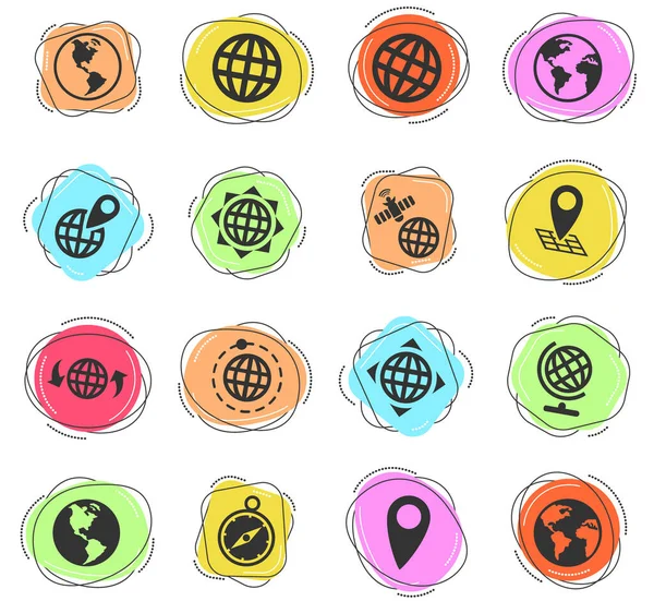 Globes Icônes Web Pour Conception Interface Utilisateur — Image vectorielle