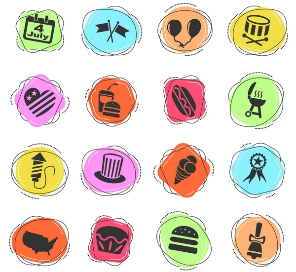 Unabhängigkeitstag Web Icons Für Das Design Der Benutzeroberfläche — Stockvektor