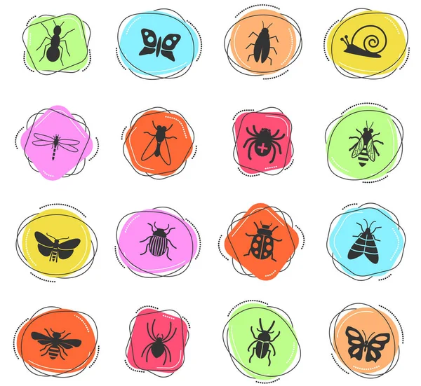 Kullanıcı Arayüzü Tasarımı Için Böcek Web Simgeleri — Stok Vektör