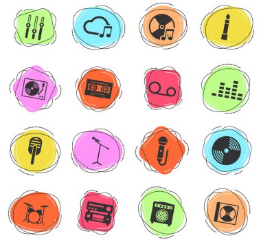 Web ve kullanıcı arayüzü için müzik renk vektörü simgeleri