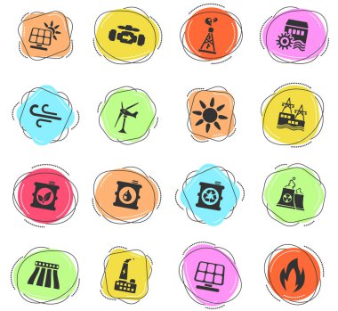 Kullanıcı arayüzü tasarımı için güç üretimi sanayi simgeleri